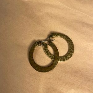 Premier Designs aged brass hammered hoop earrings